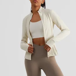 Active Shirts Women Sport Jacket Zipper Yoga Coat Sports Running Hoodies Thumb Hole Sportwear Tights Workout Top