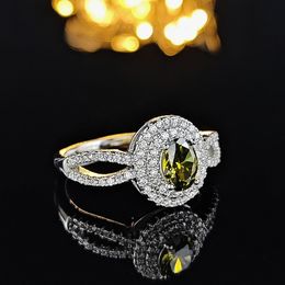 Women Luxury designer ring ellipse oval Inlaid Yellow moissanite Diamond Rings Jewellery PT950 plated girlfriend Gifts Engagement Wedding ring 1874