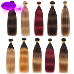 Brazilian 100% Human Hair Extensions Double Wefts 1B/30 1B/27 2# 4# 27# 1B/4/27 P4/27 Silky Straight 3 Bundles