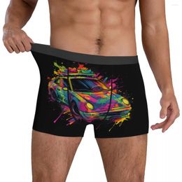 Underpants Sports Car Underwear Grafitti Psychadelic Pouch Trenky Trunk Print Boxer Brief Elastic Men Panties Plus Size 2XL