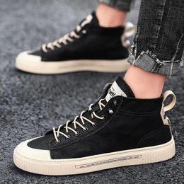 Dress Shoes 2023 Leather High Top for Men Casual Spring Autumn Fashion Splicing Lace Up Vulcanised Skate Male Sneakers 231027