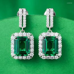 Stud Earrings SpringLady Vintage 925 Sterling Silver 8 10MM Emerald Gemstone Drop Dangle For Women Fine Jewelry Anniversary Gifts