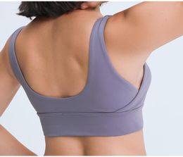 Yoga Sports Bra Fitness Wear Padded Tank Tops Shirt 17 Irregular Gathered Shockproof Navel Indoor Women Solid Color Gym Underwe5516963