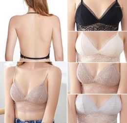 Gym Clothing Sexy Low Back Lace Bralette Black Bra Dot Mesh Ultra Thin Ladies Underwear Women White Lingerie Top Femme Yoga Bras T5191012