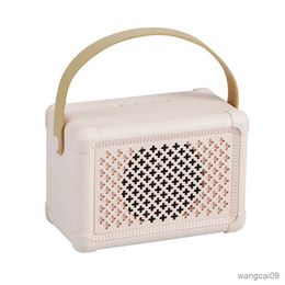 Mini Speakers Portable Mini Vintage Card With Handle Disc Home HIFI USB Rechargeable Bluetooth-compatible Speaker