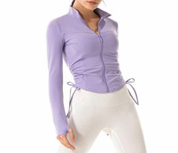 Fiess Top Slim Fit Zipper Jacket Yoga Outfits Fashion Long Sleeve Stand Collar Running Gym Clothes Sports Coat Women5749680