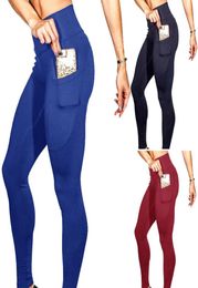 High Waist Push Up Gym Leggings New Solid Yoga Pants Energy Tights Women Pocket Training Fitness Legging Black Sport Wear2451008