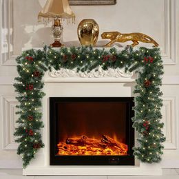 Christmas Decorations Christmas Garland Decorations Greenery Outdoor Lighted Pine Garland Holiday Xmas Ornament Mantle Fireplace Flame-resistant Decor 231027