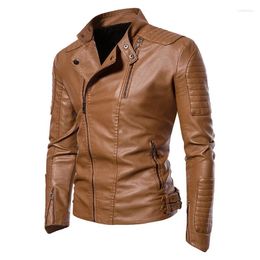 Men's Jackets Autumn Winter Leather Jakcets Fleece PU Motorcycle Suede Outerwear Men Fashion Moto Biker Turn Down Collar Jacket