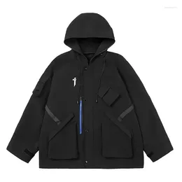 Men's Jackets Fashion Mens Y2k Streetwear Punk Techwear Coat Windbreakers Zipper Spring Autumn Baggy Cargo Jacket Men Sportswear