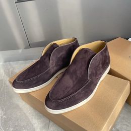 Novo Designer Loros Open Walk Suede Sneaker Sapatos Mulheres sapato casual Homens Casual Andando Flats clássico tornozelo bota Luxo Designer vestido plano calçado de fábrica