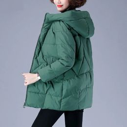 Women's Down Parkas Candy Color Hooded Winter Coat Warm Oversized Cotton Coats Korean Padded Quilted Jacket Snow Outerwear Female 231027