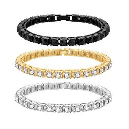 Tennis Hip Hop Mens Iced Out Crystal Single Row Bracelet Bling Cubic Zirconia Bracelets Link Chain Jewellery Rhinestones Drop Delivery Dhdap