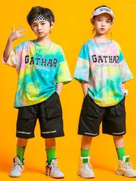 Stage Wear Multi-Color Short Sleeves T Shirt For Kids Hip Hop Dance Clothes Boys Street Girls Jazz Performance Costume BL9906