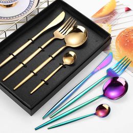 Dinnerware Sets 1/4pcs Cutlery Set Blue 18/10 Stainless Steel Dinner Fork Knife Spoon Luxury Tableware Kitchen Silverware