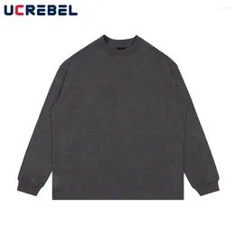 Men's T Shirts Autumn Casual Long Sleeve Crew Neck Solid Colour Loose Simple Style Cotton Tee Men