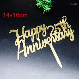 Festive Supplies Anniversary Birthday 25th Acrylic Cake Topper Gold Wedding Cupcake Toppers For Party Decorations