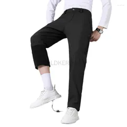 Men's Pants Winter Golf Men Stretch Dress Outdoor Thick Warm Fleece Lined Waterproof Work Business Casual For Office