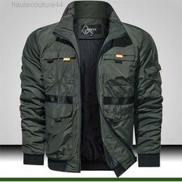 Mens Windbreaker Stand Collar Military Lightweight Jacket Men Multi Pockets Outdoor Fashion Green Tactical Bomber 201104