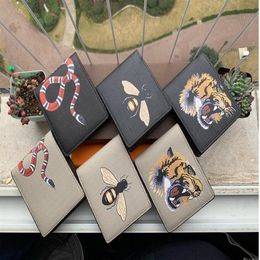 High quality men animal Leather black snake Tiger bee Wallets Women short Style Purse Wallet305G