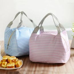 Storage Bags Fashion Simple Striped Dot Portable Lunch Box Bag Thermal Insulated Cold Keep Food Safe Stripe Warm For Girls Women
