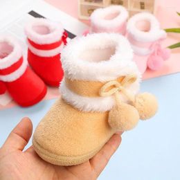 Boots Winter Baby Warm Snow Christmas Children Fluffy Flock Cotton Shoes Kids Toddler Thicked Plush Non-slip Soft First Walkers