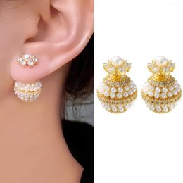 Hoop Earrings Sweet Elegant Pearl For Women Fashion Luxury Women's Cubic Zircon Ball Hoops Vintage Jelwery Gifts 2023
