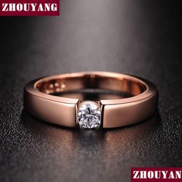 4.5Mm Hearts And Arrows Cubic Zirconia Wedding Ring Rose Gold Sier Colour Classical Finger Rings R400 R406 Drop Delivery Dhgarden Otfkc