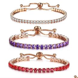 Charm Bracelets Adjustable Cz Crystal Bracelet Bangle Stretch Bling Single Row Rhinestones For Women Elasticity Bridal Gift Jewellery Dr Dhyjf