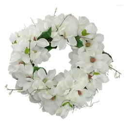 Decorative Flowers Magnolias Spring Artificial Plant & Flower Wreath 24"