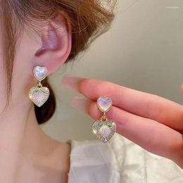 Dangle Earrings Y2k Fashion Luxury Crystal Heart Oil Peach Drop Earring Mascot Ornaments For Women Valentine's Accessories Gift Wholesale