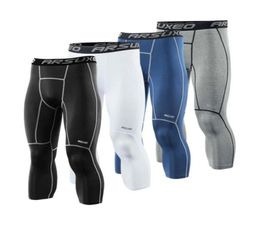 Men039s 34 Running Tights Compression Sport Leggings Gym Fitness Sportswear Training Yoga Pants for Men Cropped Trousers3674475