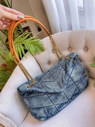 10a дизайнерские джинсовые сумки на ремне с синим клапаном с цепочкой-мессенджером сумки кошельки высокого качества женская сумка через плечо 2024 новые женские крутые плоские сумки кошелек модная сумка для девочек