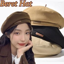 Berets Retro French Style Hats For Women Girls Autumn Winter Fashion Solid Colour Woollen Beret Hat Vintage Octagonal Painter Caps