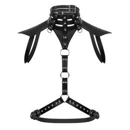 Bras Sets Men Faux Leather Harness Belt Metal Rings Male Halter Body Chest Punk Gothic Crop Top Sexy Bondage Rave CostumeBras350s