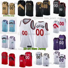 Pascal Siakam Custom 2023-24 Season Printed Basketball Jerseys RJ Barrett Jakob Poeltl Gary Trent Jr. Dennis Schroder Chris Boucher Scottie Barnes Thaddeus Young