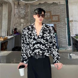 Men's Casual Shirts Long Sleeve Floral 2023 Spring Autumn Male Fashion Loose Blazer