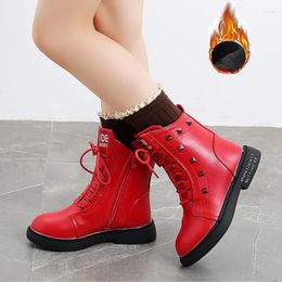 Boots Little Girl Rivet Kids Shoes 2023 Girlish Winter Snow Leather Boot Child Sneakers For Teenage 3 4 5 6 7 8 11 12 13 Years