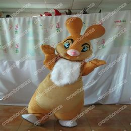 Super Cute Deluxe Rabbit Mascot Costumes Halloween Cartoon Character Outfit Suit Xmas Outdoor Party Outfit Unisex Promotional Advertising Clothings