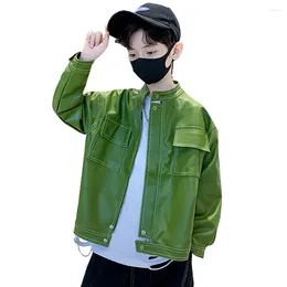 Jackets Boys' Leather Jacket Solid Color Casual Style Children's Spring And Autumn Clothing Boys 6 8 1