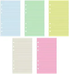 Colourful 6-Hole Refills Inserts 5-Color Loose Leaf Planner Filler Paper For A6 Binder Personal Organiser 50 Sheets/100 Pages