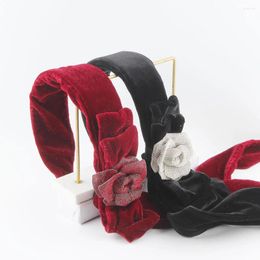 Hair Clips Luxury Winter Velvet Accessories Crystal Solid Knot Flower Long Beautiful Hoop Cloth Dance Bridal Headband 678