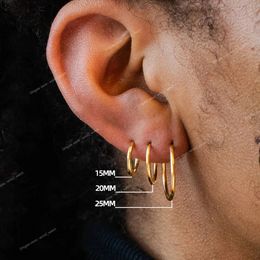Gold Colour Small Hoop Earrings Stainless Steel Circle Round Huggies for Women Men 2020 Ear Ring Bone Buckle Fashion Jewellery 25MM EarringsHoop Earrings Jewellery