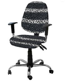 Chair Covers Leopard Print Black White Striped Elastic Armchair Computer Cover Removable Office Slipcover Split Seat