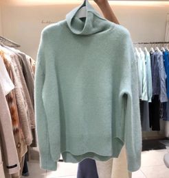 Women's Sweaters Fashion Korean High Collar Warn Knitted Women Sweater Jumper Autumn Winter Solid Colour Mink Cashmere Loose Soft Pullovers