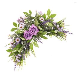 Decorative Flowers Wild Chrysanthemum Rose Lintel Floral Decorations Hanging Wreath Silk Realistic Fake