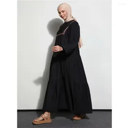 Ethnic Clothing Women Vintage Dubai Abaya Turkey Hijab Dress Autumn Sundress Solid Muslim Islamic Long Sleeve Maxi Ramadan