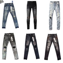 purple jeans mens designer jeans Denim Trousers Black Pants High-end Quality embroidery quilting ripped for trend brand vintage pant mens fold slim skinny fashion