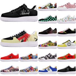 DIY shoes winter fashion lovely autumn mens Leisure shoes one for men women platform casual sneakers Classic White Black cartoon graffiti trainers sports 13340