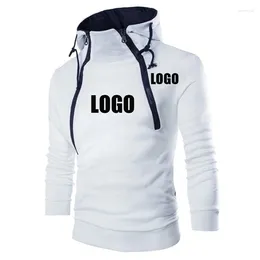 Men's Vests Customizable Logo Fashion Casual Hooded Sweatshirt Double Zipper Solid Color Jacket Clothin